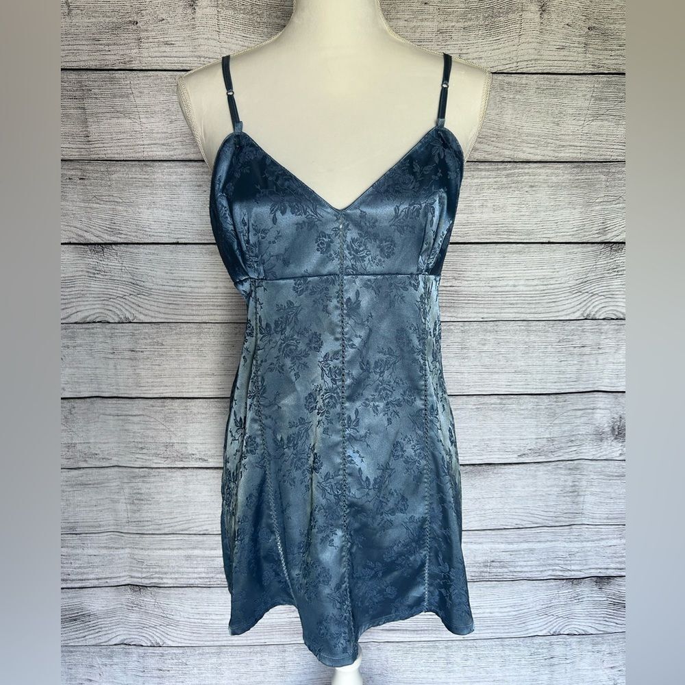 Victoria’s Secret corset lace up back blue floral slip size medium